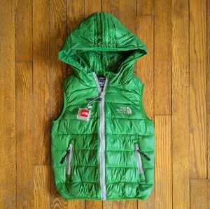 The North Face Summit Series Green Hooded Puffer Vest 110 (4-5 Approximately)
